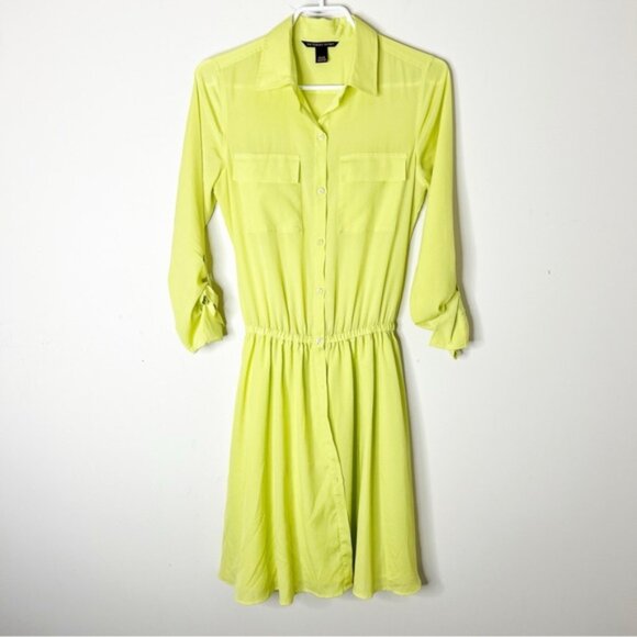 Victoria's Secret Shirt Dress Button down front Neon yellow Long sleeve - Picture 8 of 13